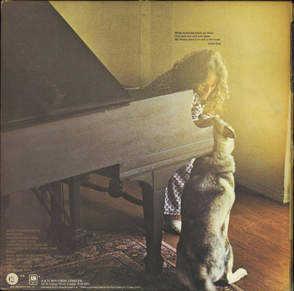 Carole King Carole King Music - 2nd + insert UK vinyl LP album (LP record)