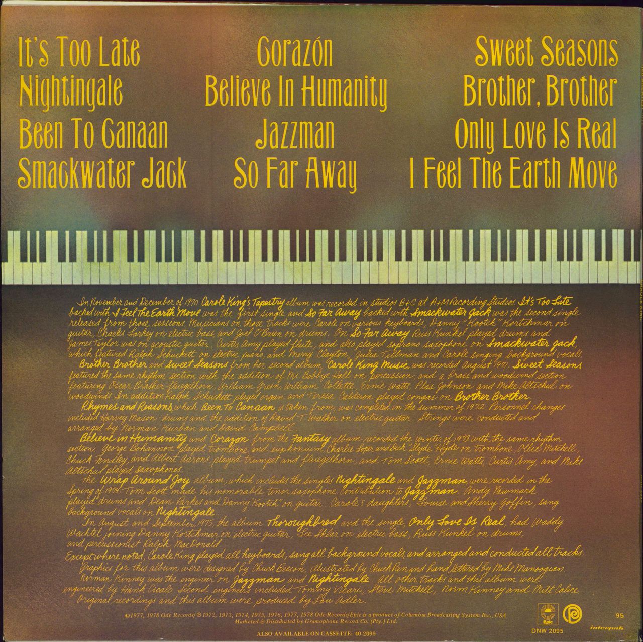 Carole King Her Greatest Hits - Songs Of Long Ago South African vinyl LP album (LP record)