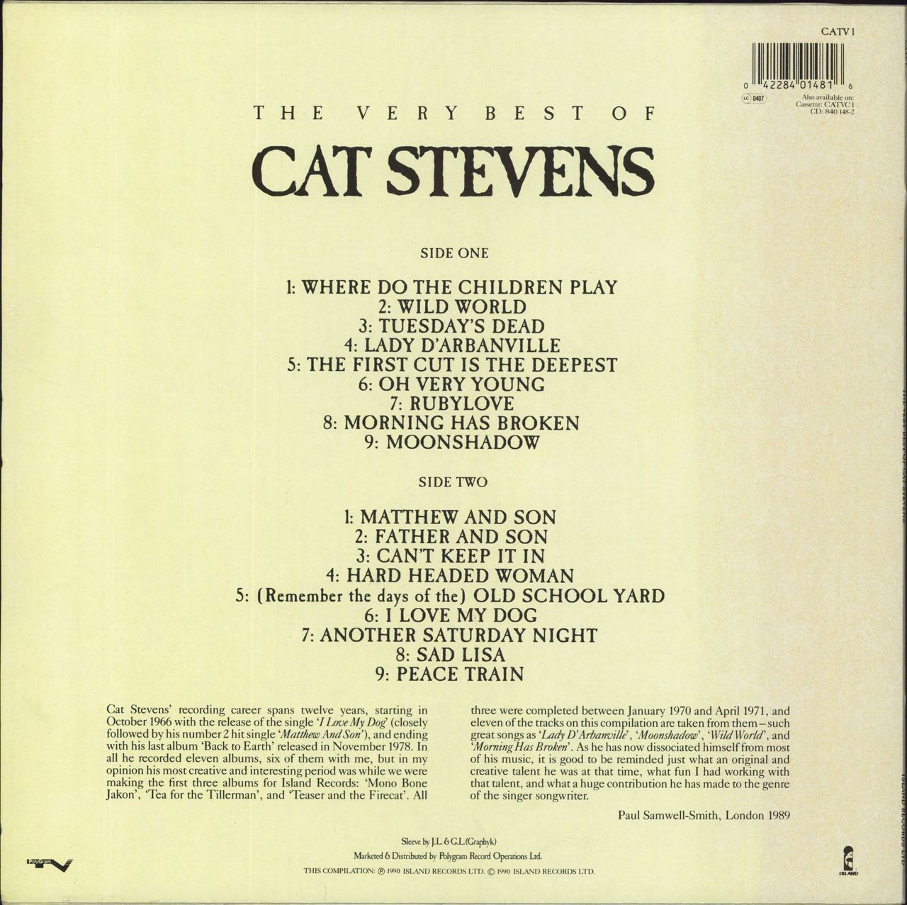 Cat Stevens The Very Best Of Cat Stevens UK vinyl LP album (LP record) 042284014816
