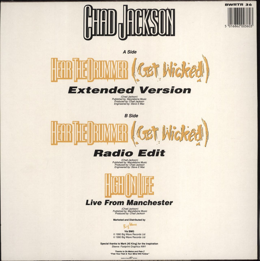 Chad Jackson Hear The Drummer (Get Wicked) - Remix UK 12" vinyl single (12 inch record / Maxi-single) 5016862003627