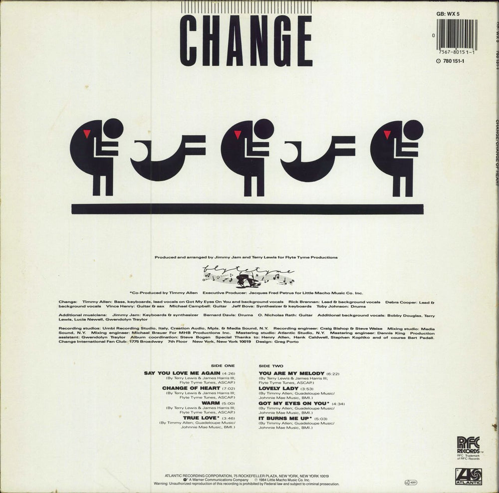 Change Change Of Heart UK vinyl LP album (LP record) 075678015113