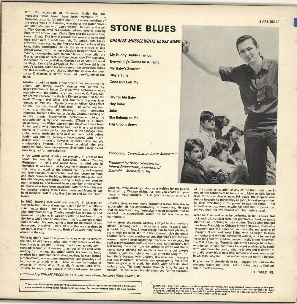Charlie Musselwhite Stone Blues UK vinyl LP album (LP record) CMWLPST692041