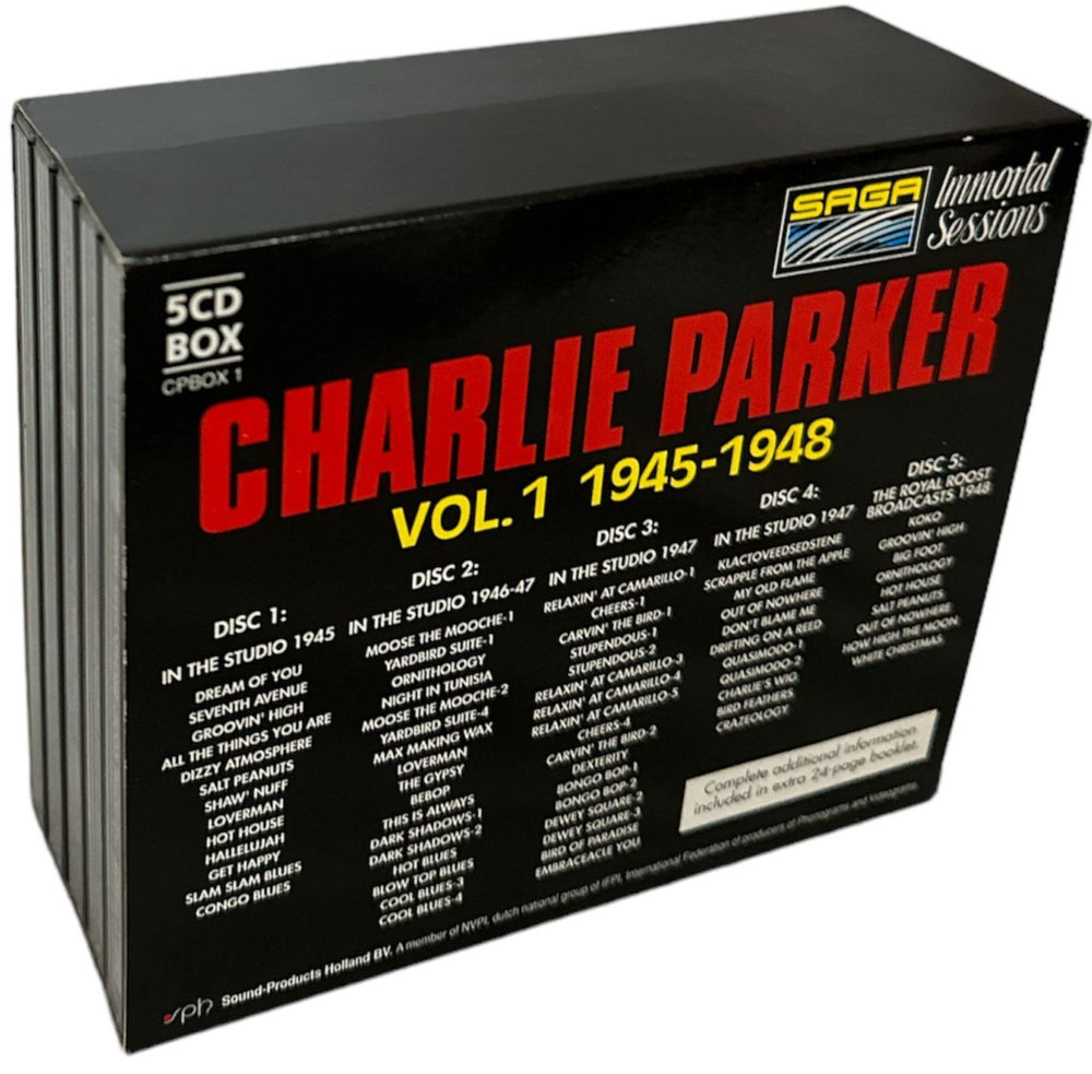 Charlie Parker Immortal Sessions: Volume 1 1945-1953 UK CD Album Box Set