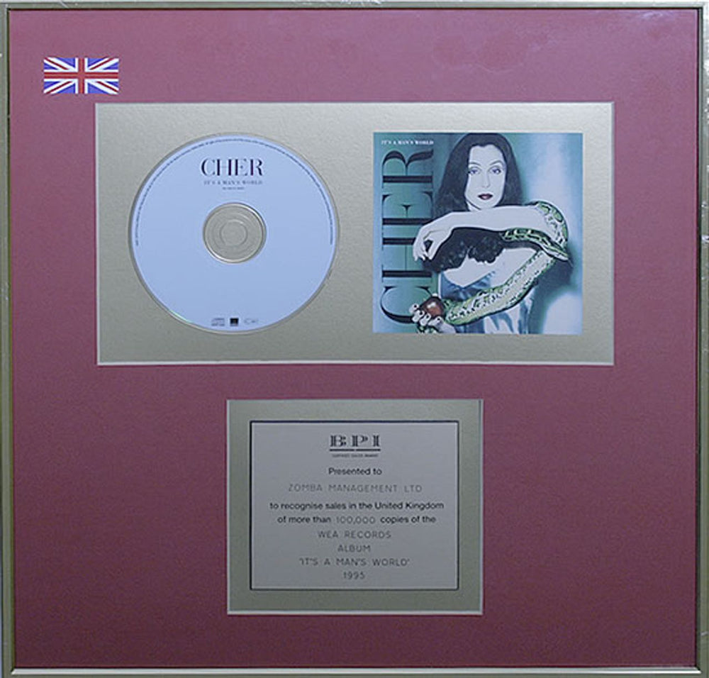 Cher It's A Man's World - BPI Gold UK award disc GOLD AWARD