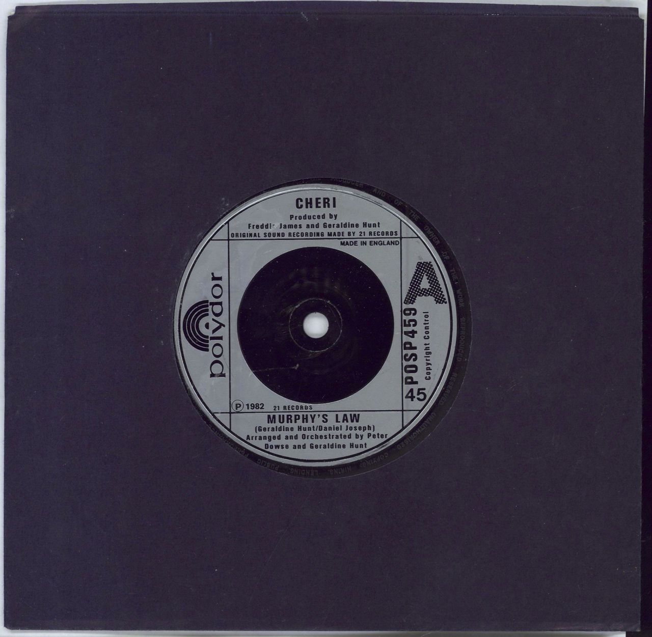 Cheri Murphy's Law - Silver UK 7" vinyl single (7 inch record / 45) POSP459