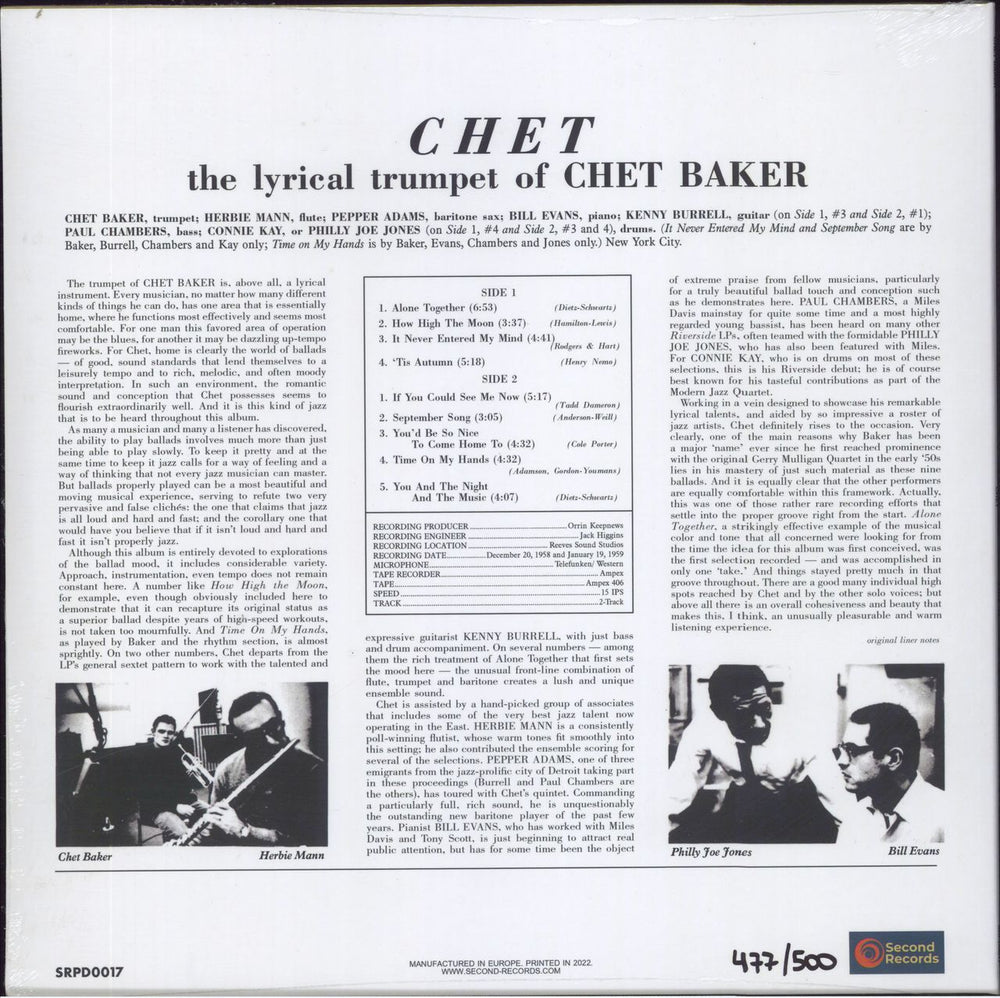 Chet Baker Chet - 180gm Splatter Vinyl - Sealed UK vinyl LP album (LP record) 9003829979770