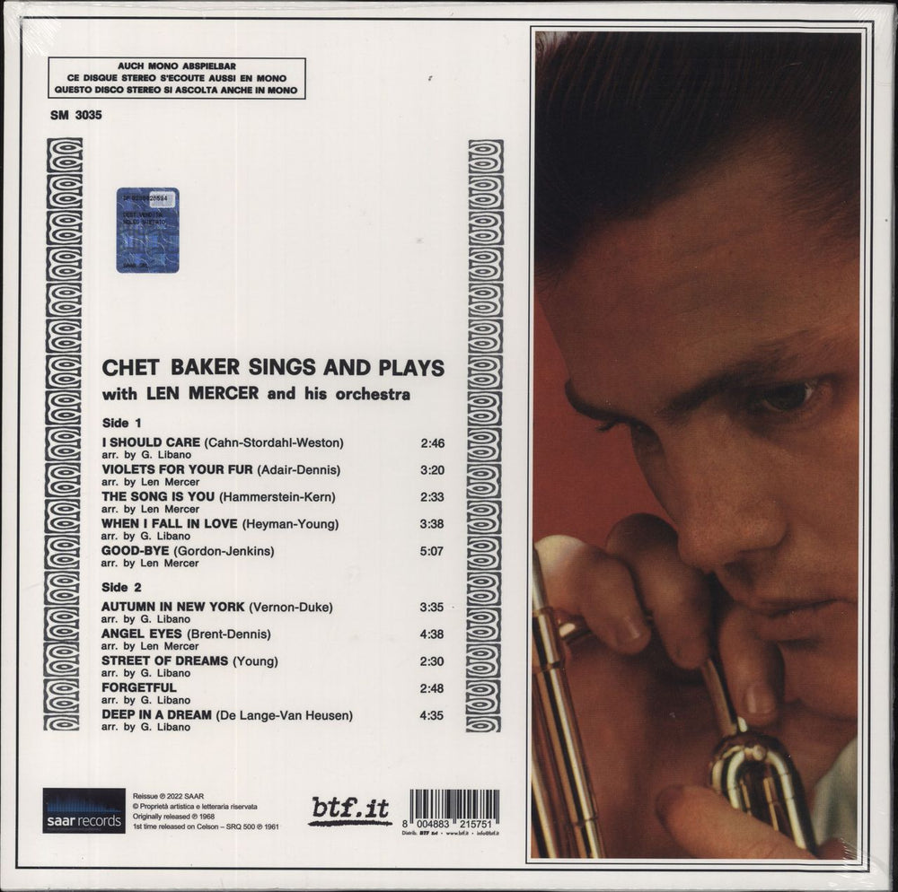 Chet Baker Chet Baker Sings & Plays - 180gm Red Vinyl - RSD Italian vinyl LP album (LP record) 8004883215751