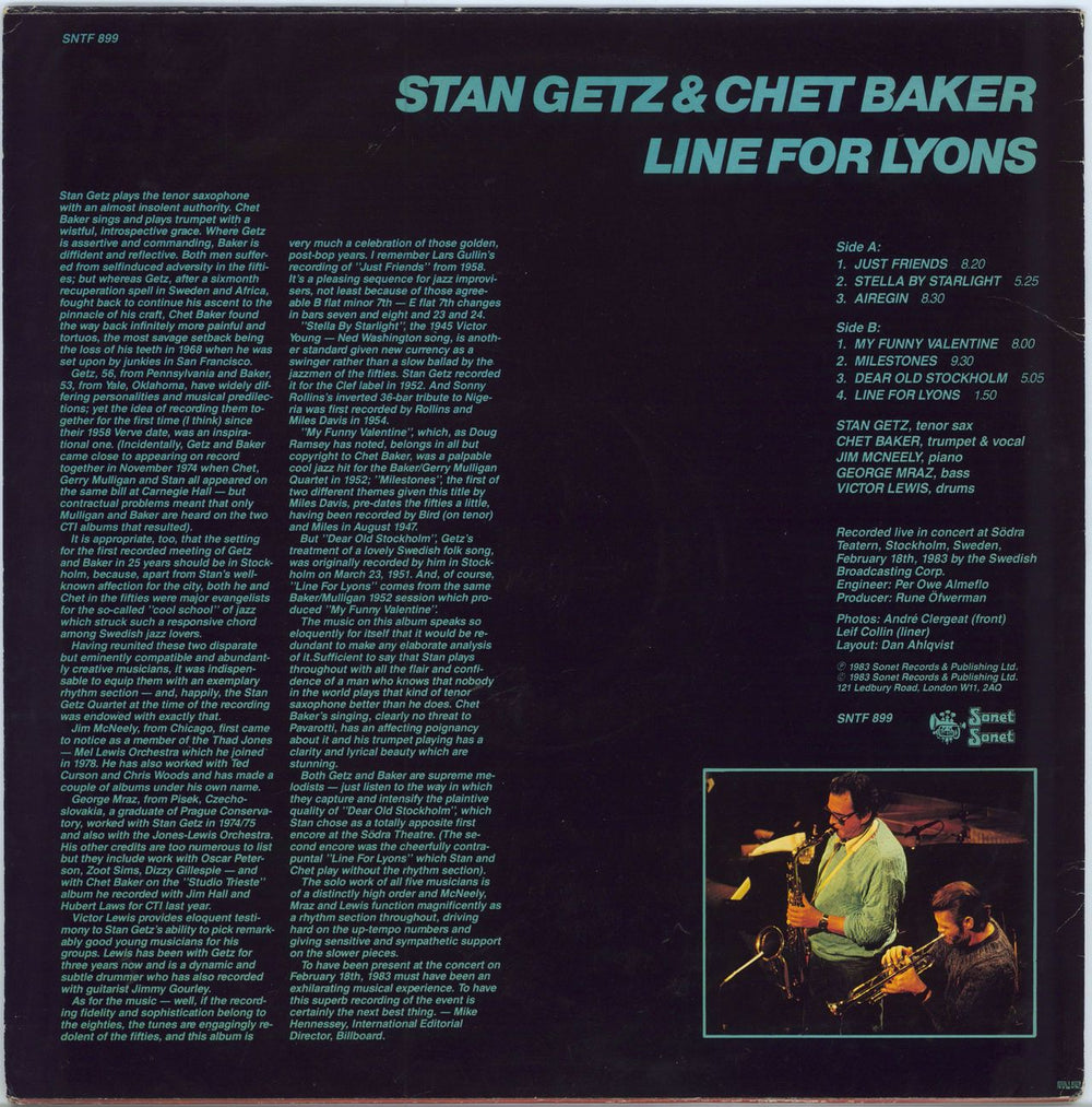 Chet Baker Line For Lyons Swedish vinyl LP album (LP record)