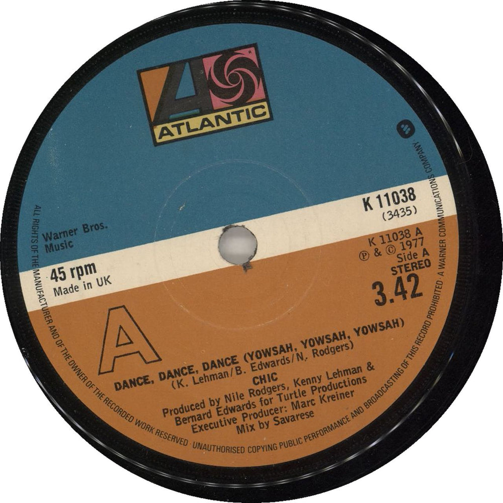 Chic Dance, Dance, Dance (Yowsah, Yowsah,Yowsah) UK 7" vinyl single (7 inch record / 45) K11038