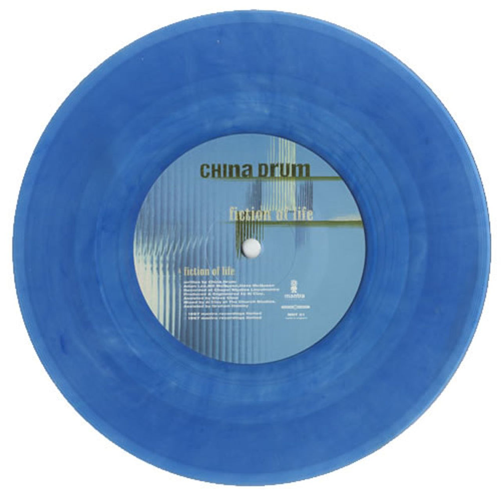 China Drum Fiction Of Life - Blue Vinyl UK 7" vinyl single (7 inch record / 45) C-D07FI255936