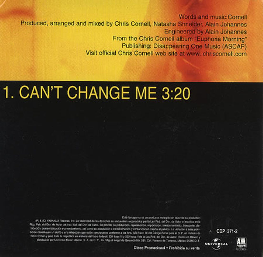 Chris Cornell Can't Change Me Mexican Promo CD single (CD5 / 5") OLLC5CA145171