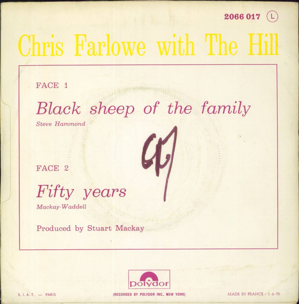 Chris Farlowe Black Sheep Of The Family French 7" vinyl single (7 inch record / 45)