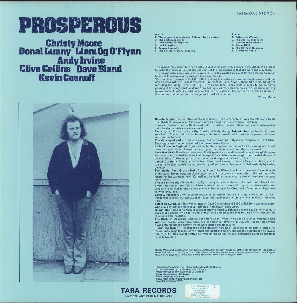 Christy Moore Prosperous Irish vinyl LP album (LP record)