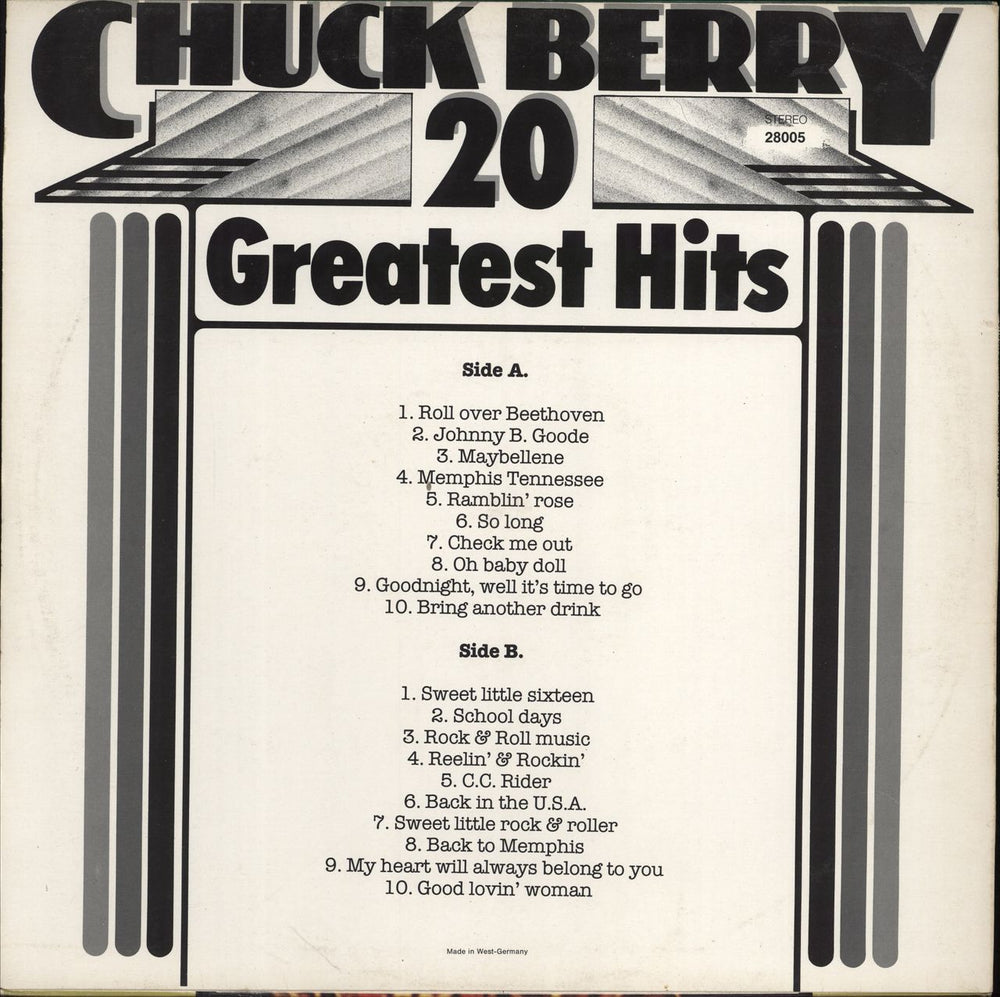 Chuck Berry 20 Greatest Hits German vinyl LP album (LP record)