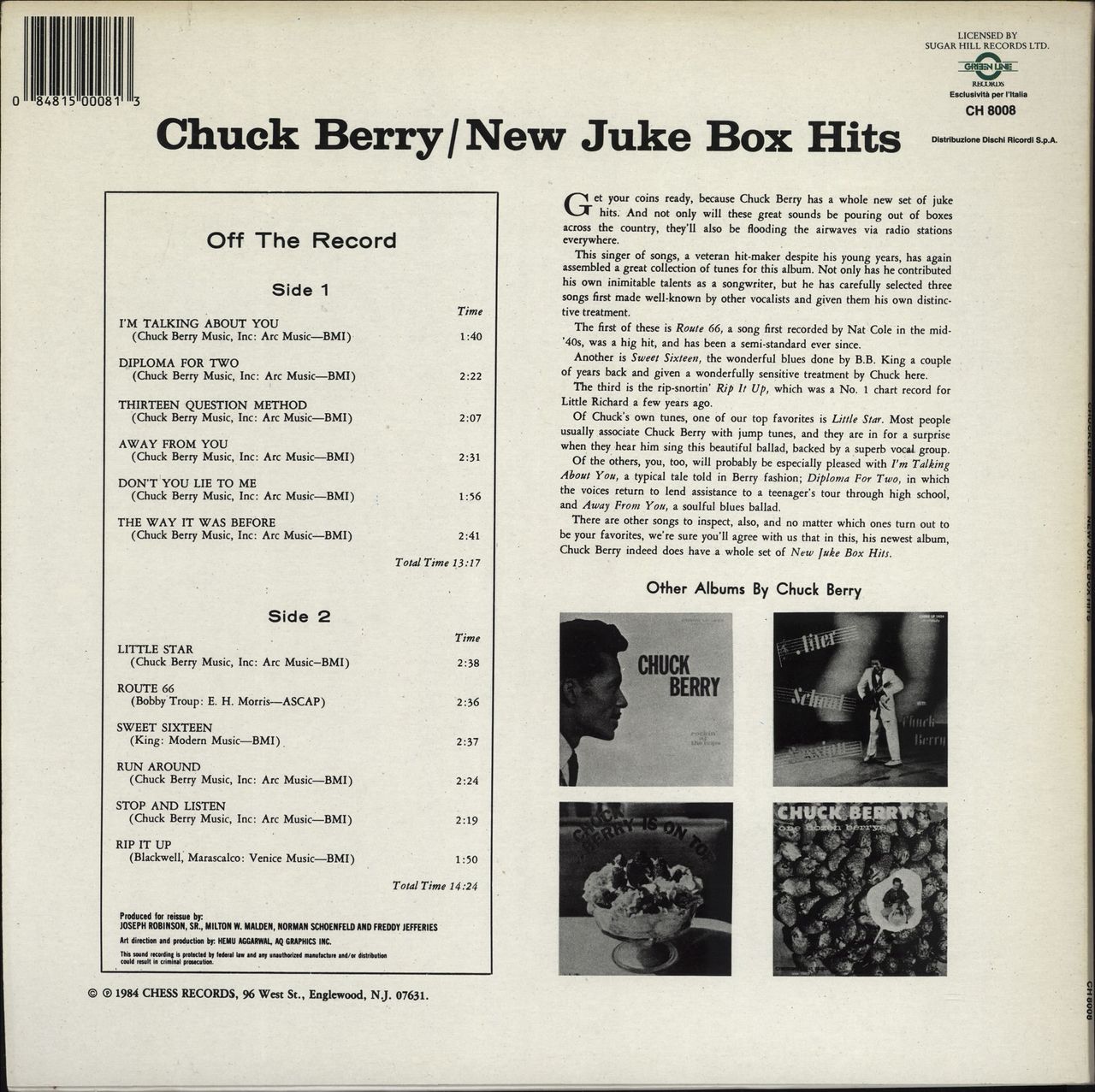 Chuck Berry New Juke Box Hits Italian vinyl LP album (LP record)