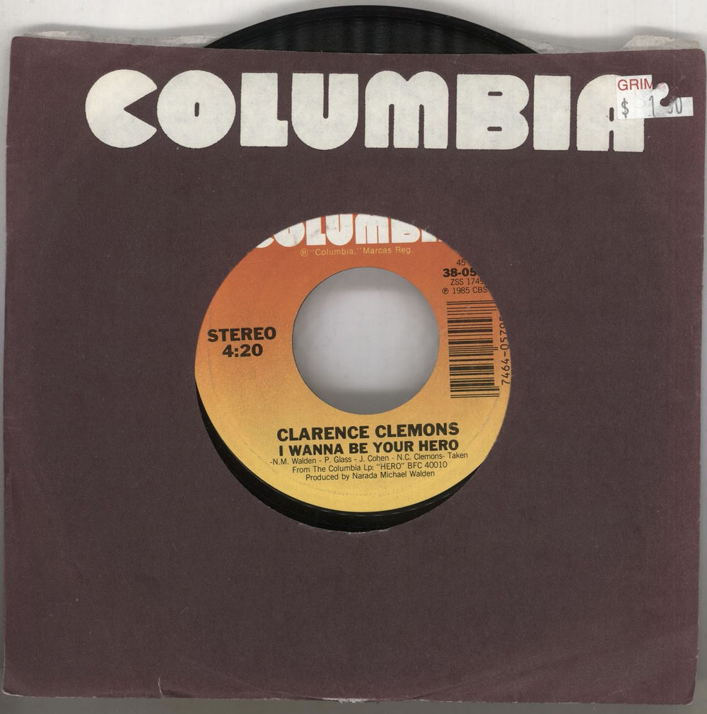 Clarence Clemons I Wanna Be Your Hero US 7" vinyl single (7 inch record / 45) 38-05795