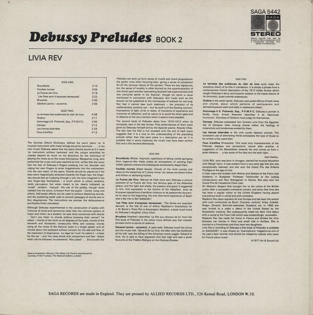 Claude Debussy Preludes Book 2 UK vinyl LP album (LP record)