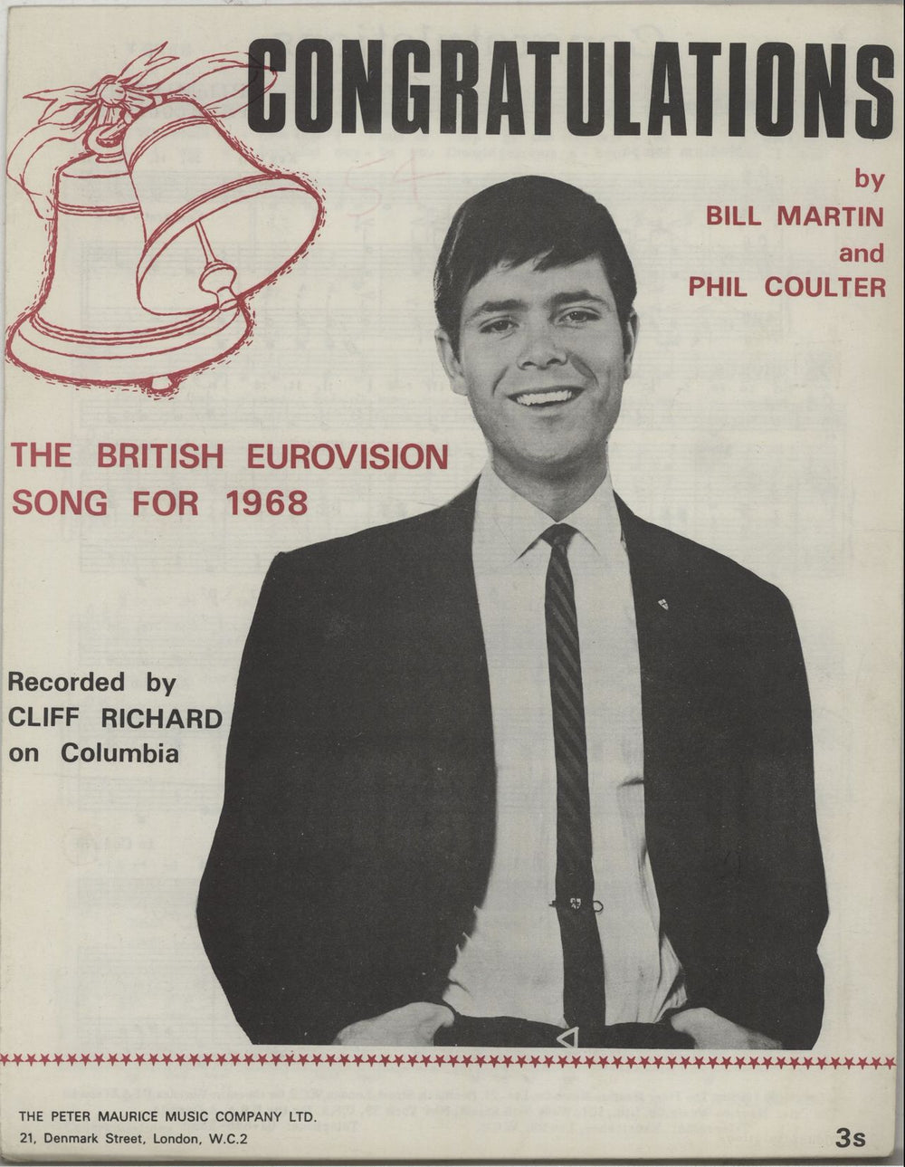 Cliff Richard Congratulations UK sheet music SHEET MUSIC