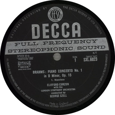 Clifford Curzon Brahms: Piano Concerto No. 1 - 1st - WBDG UK vinyl LP album (LP record) H9ILPBR513080