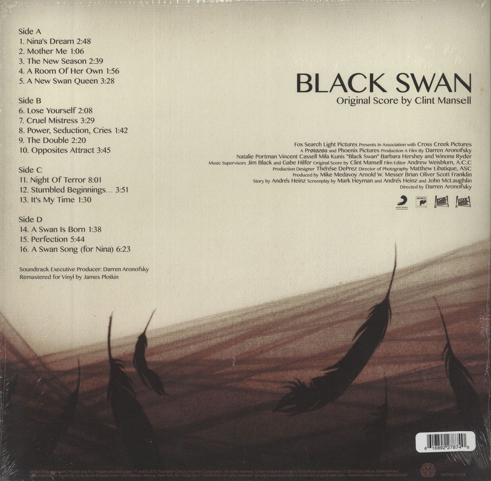 Clint Mansell Black Swan [Original Motion Picture Soundtrack] - Clear Swirl Vinyl + Shrink US 2-LP vinyl record set (Double LP Album) 616892278740