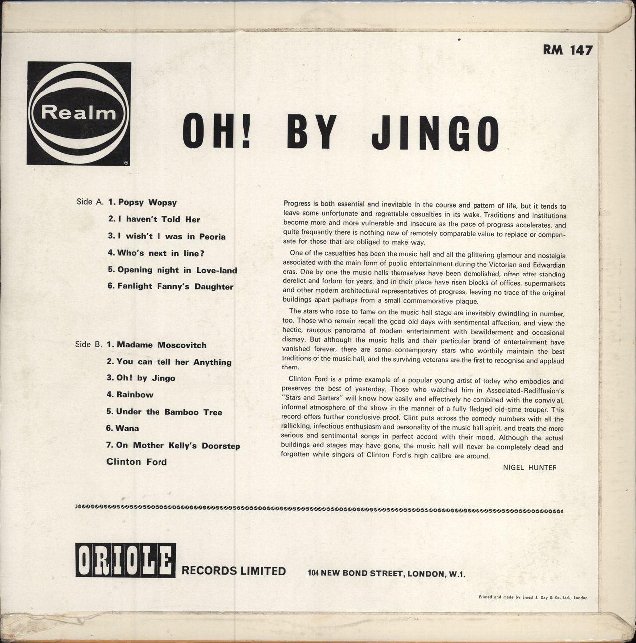 Clinton Ford Oh! By Jingo UK vinyl LP album (LP record)
