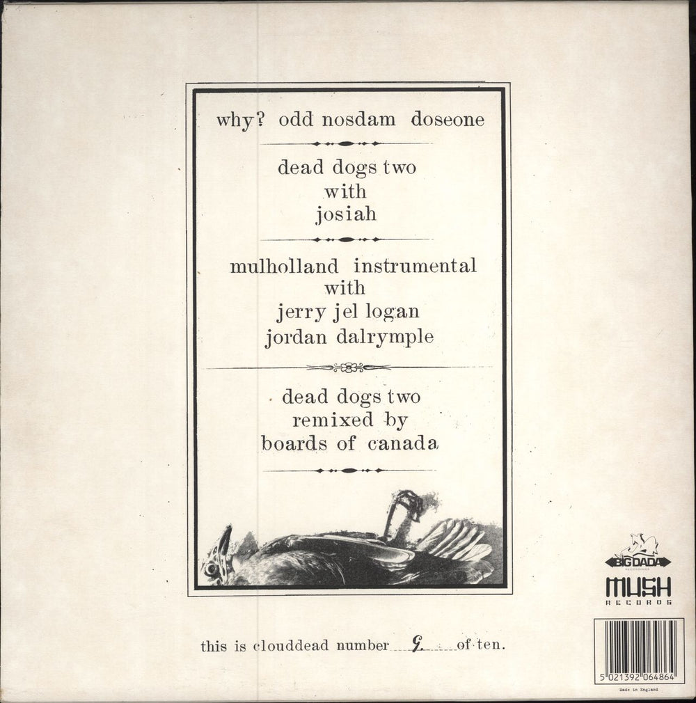 cLOUDDEAD Dead Dogs Two UK 12" vinyl single (12 inch record / Maxi-single) 5021392064864