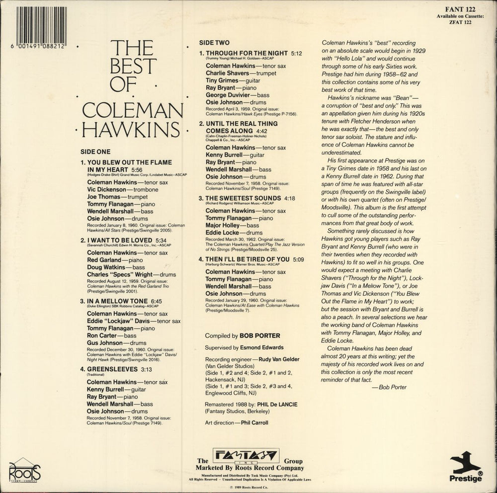 Coleman Hawkins The Best Of Coleman Hawkins South African vinyl LP album (LP record)