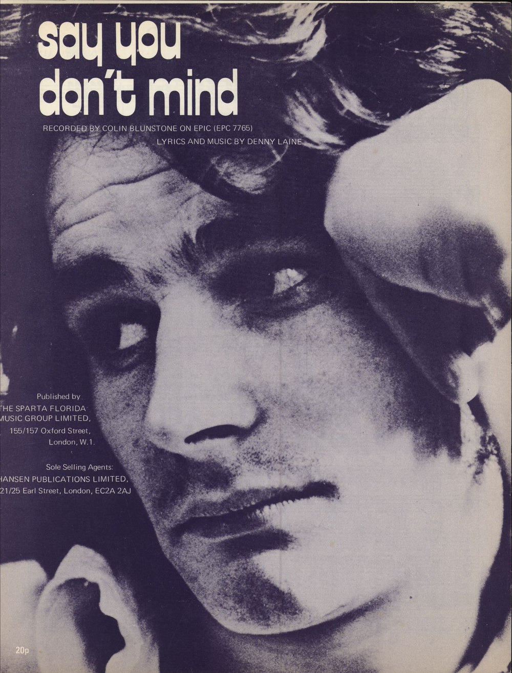 Colin Blunstone Say You Don't Mind UK sheet music SHEET MUSIC