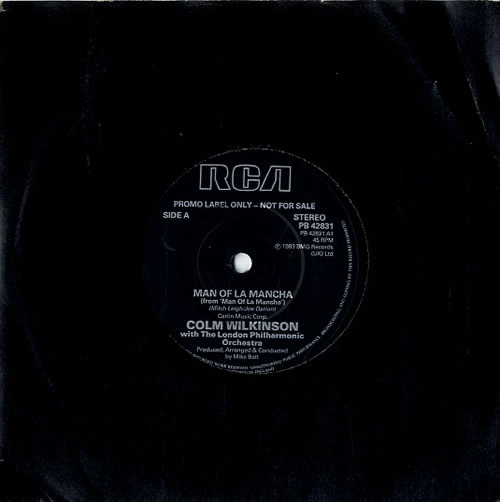 Colm Wilkinson Man Of La Mancha UK Promo 7" vinyl single (7 inch record / 45) PB42831