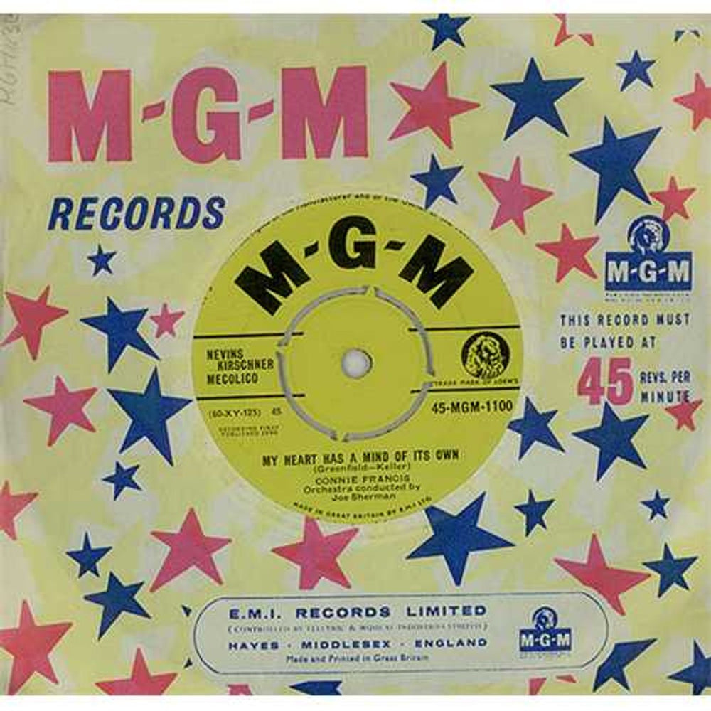 Connie Francis My Heart Has A Mind Of It's Own UK 7" vinyl single (7 inch record / 45) 45-MGM-1100