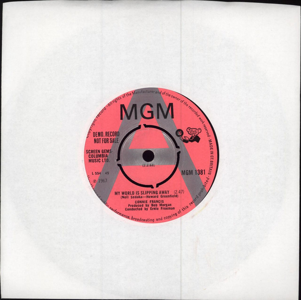 Connie Francis My World Is Slipping Away - A Label UK Promo 7" vinyl single (7 inch record / 45) MGM1381