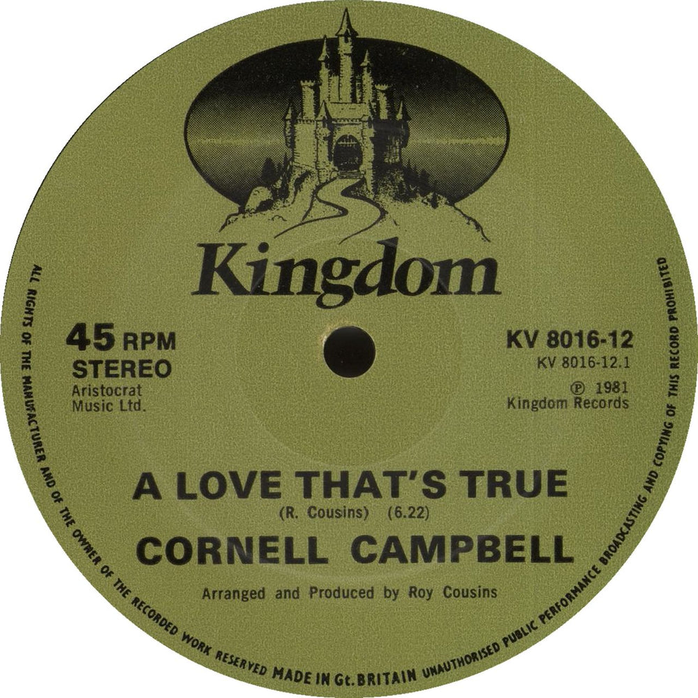 Cornell Campbell A Love That's True UK 12" vinyl single (12 inch record / Maxi-single) KV8016-12