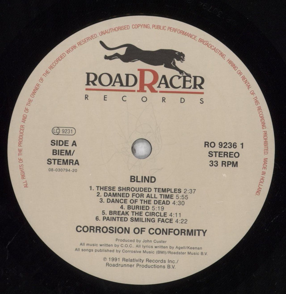 Corrosion Of Conformity Blind Dutch vinyl LP album (LP record) CRNLPBL555058