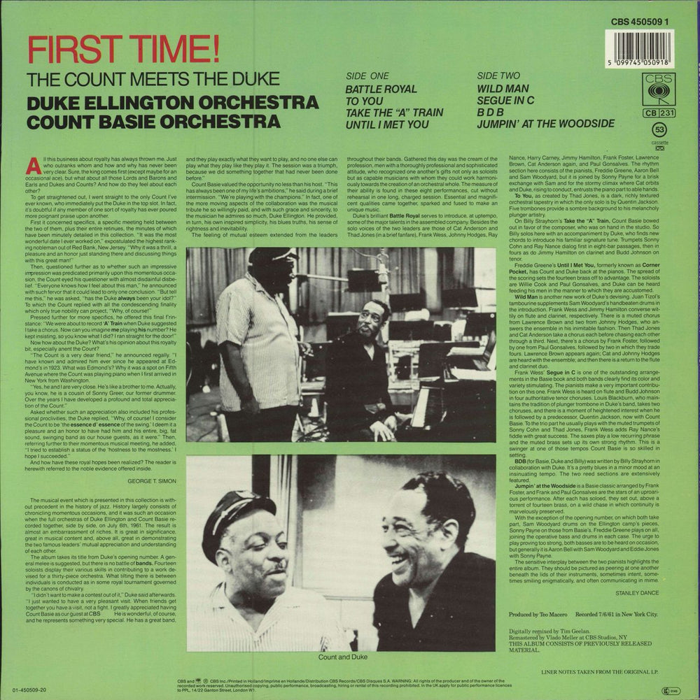 Count Basie First Time! - The Count Meets The Duke US vinyl LP album (LP record)
