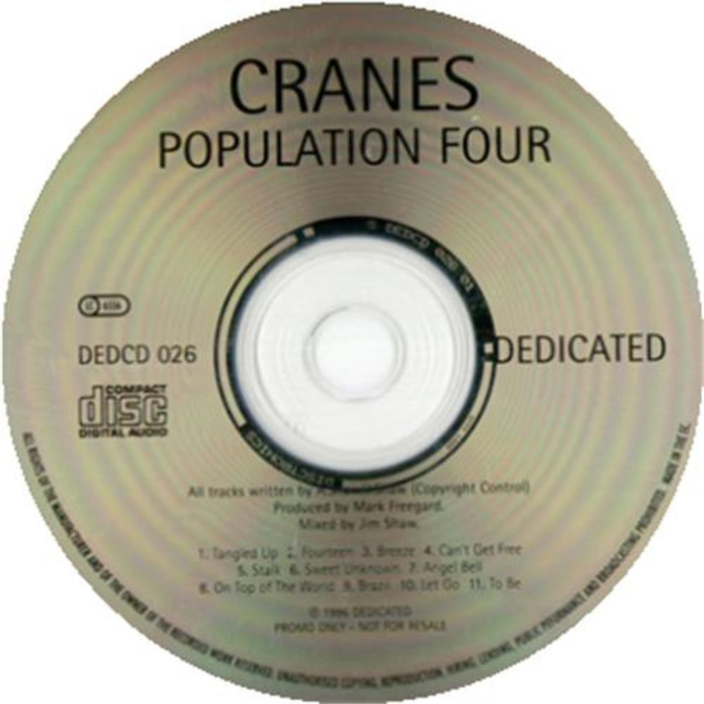 Cranes Population Four UK Promo CD album (CDLP) DEDCD026