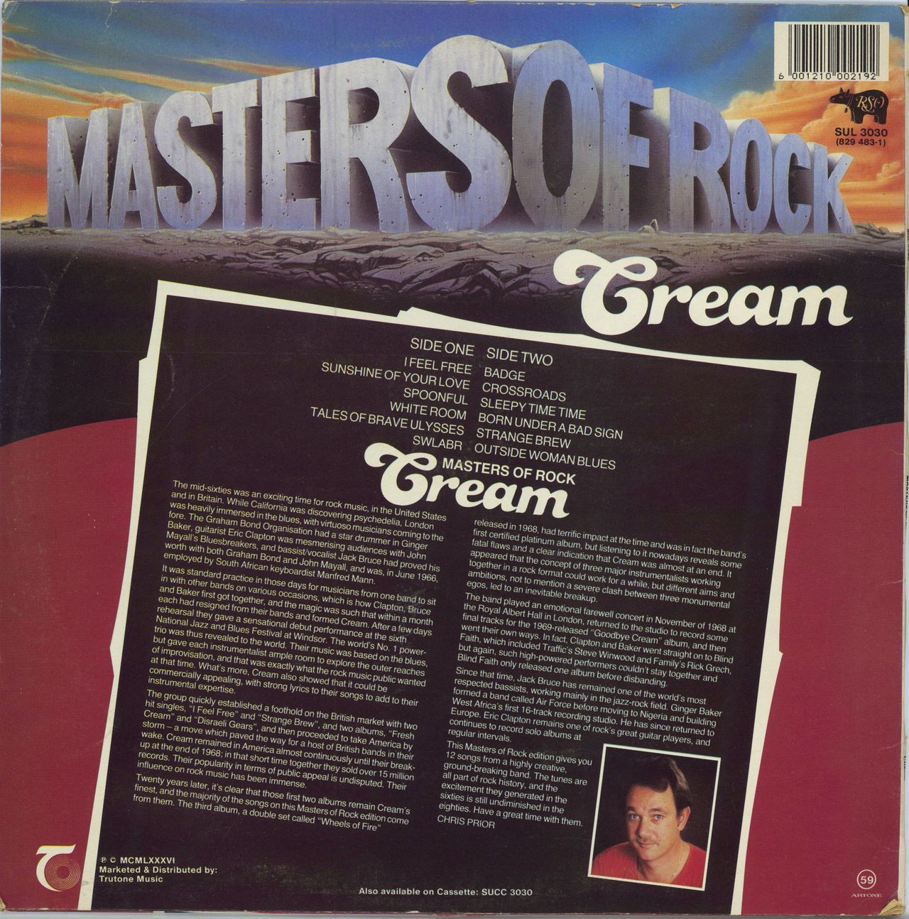 Cream Masters Of Rock South African vinyl LP album (LP record)
