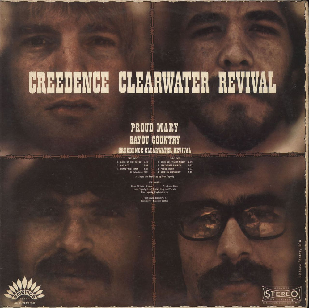 Creedence Clearwater Revival Proud Mary/Bayou Country French vinyl LP album (LP record) 30AM6048