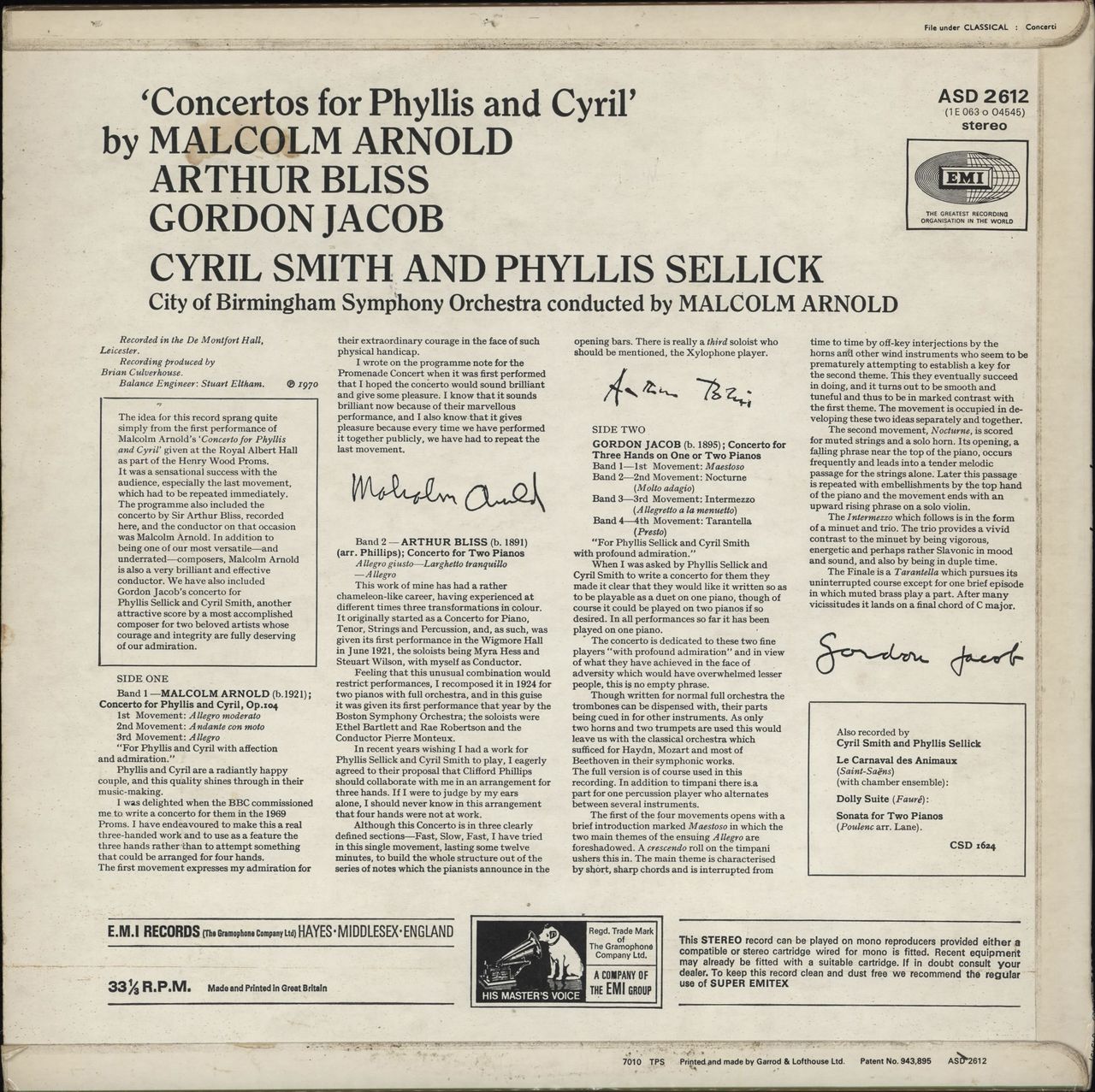 Cyril Smith & Phyllis Sellick Concertos For Phyllis And Cyril UK vinyl LP album (LP record)
