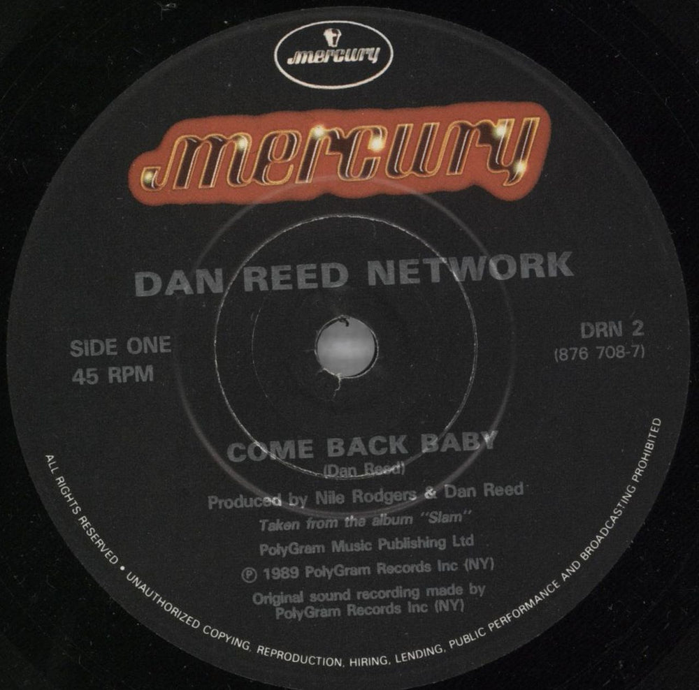 Dan Reed Network Come Back Baby UK 7" vinyl single (7 inch record / 45) DRN07CO825069