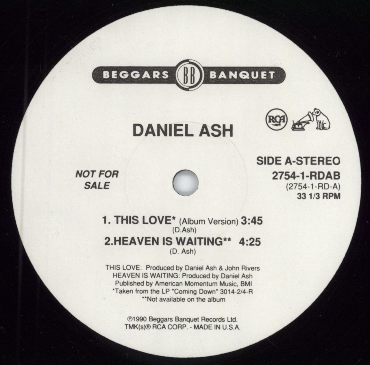 Daniel Ash This Love US Promo 12" vinyl single (12 inch record / Maxi-single) ASH12TH785403