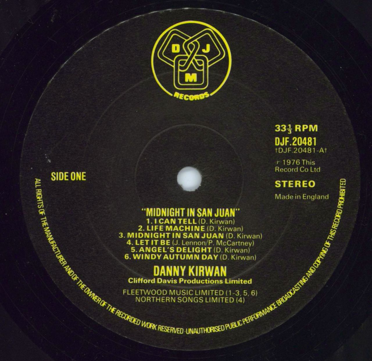 Danny Kirwan Midnight In San Juan UK Vinyl LP — RareVinyl.com