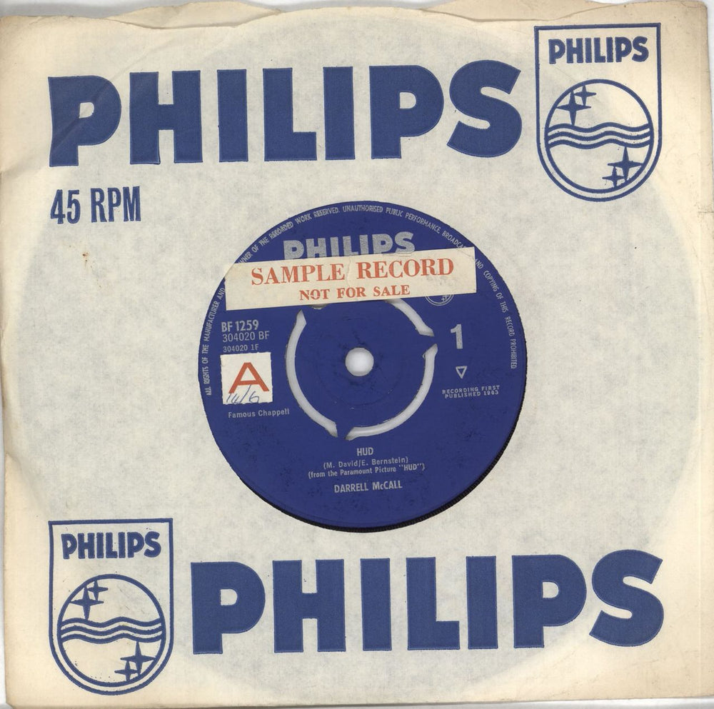 Darrell McCall Hud - Sample UK 7" vinyl single (7 inch record / 45) BF1259