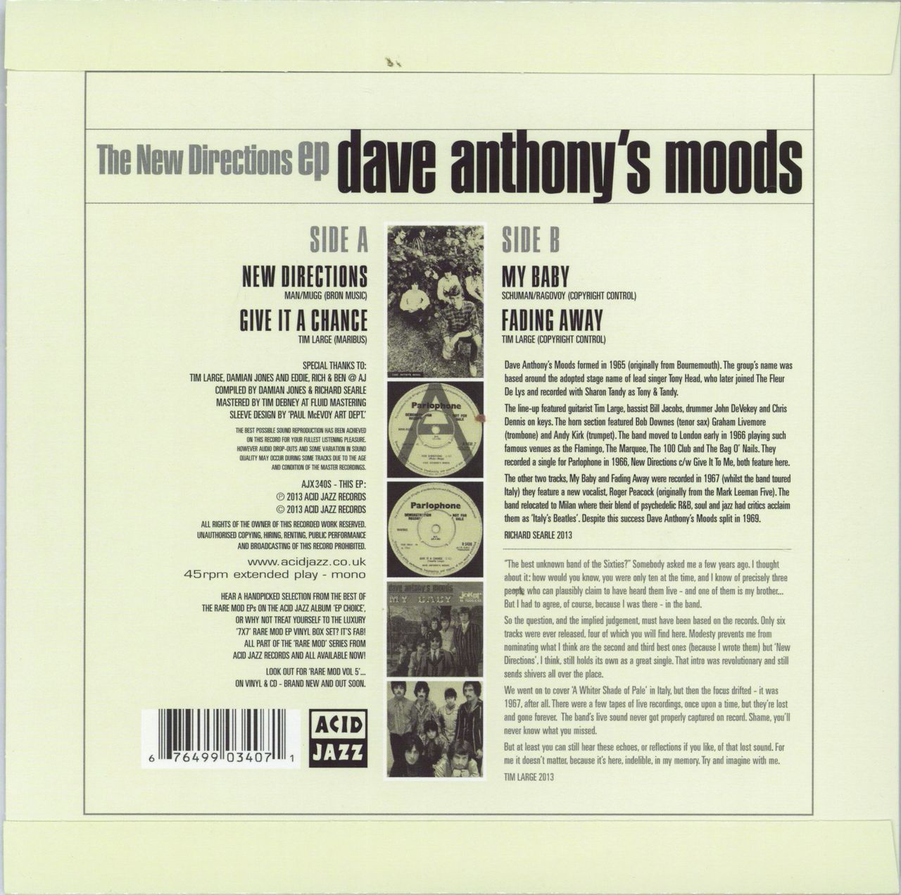 Dave Anthony's Moods The New Directions EP UK 7" vinyl single (7 inch record / 45) 3JZ07TH767358