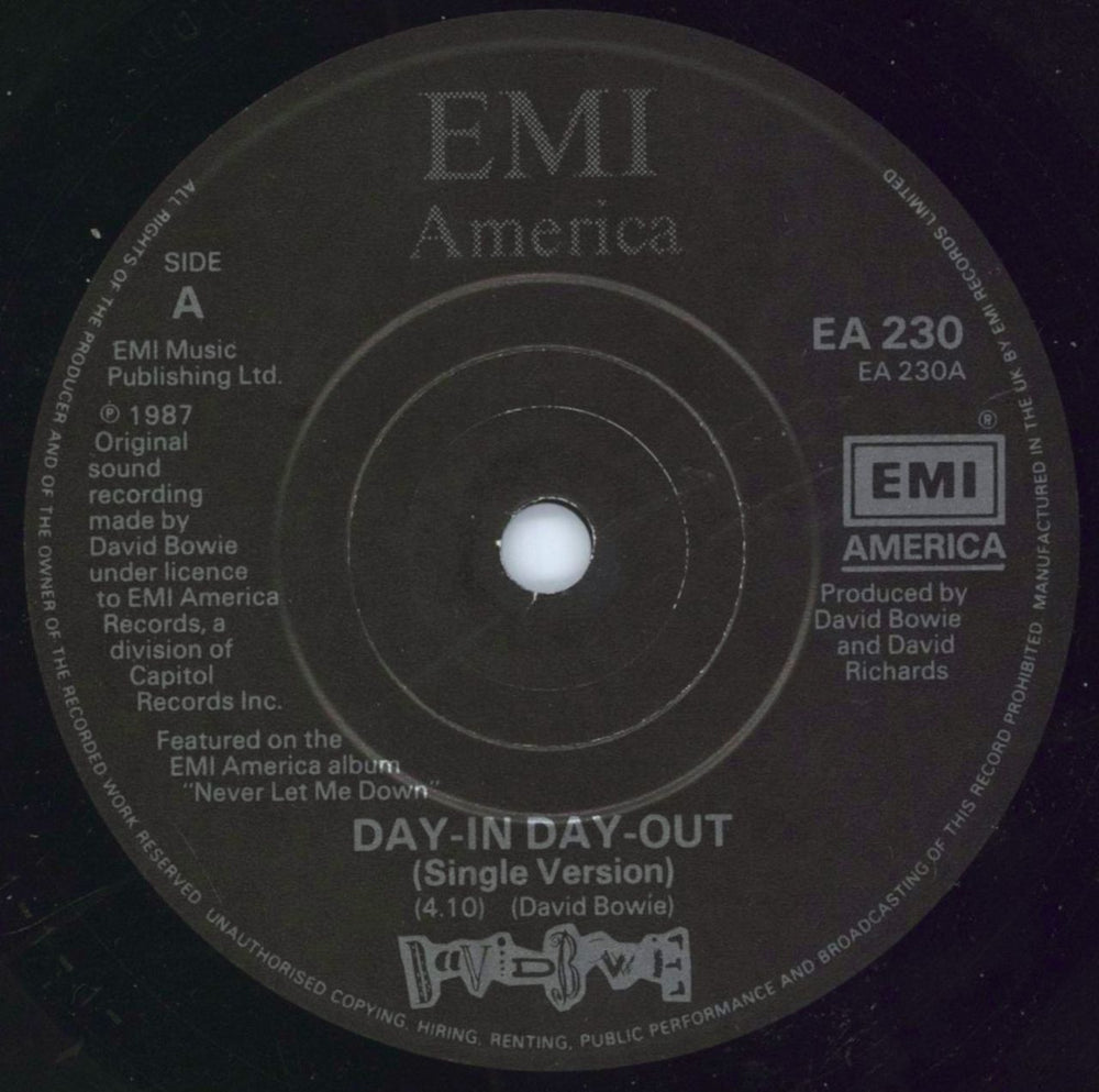 David Bowie Day-In Day-Out- promo UK Promo 7" vinyl single (7 inch record / 45) BOW07DA786157