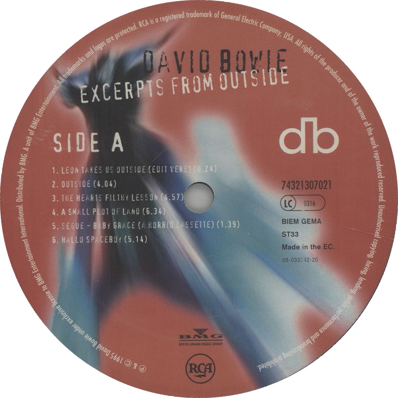 David Bowie Excerpts From Outside - EX UK Vinyl LP