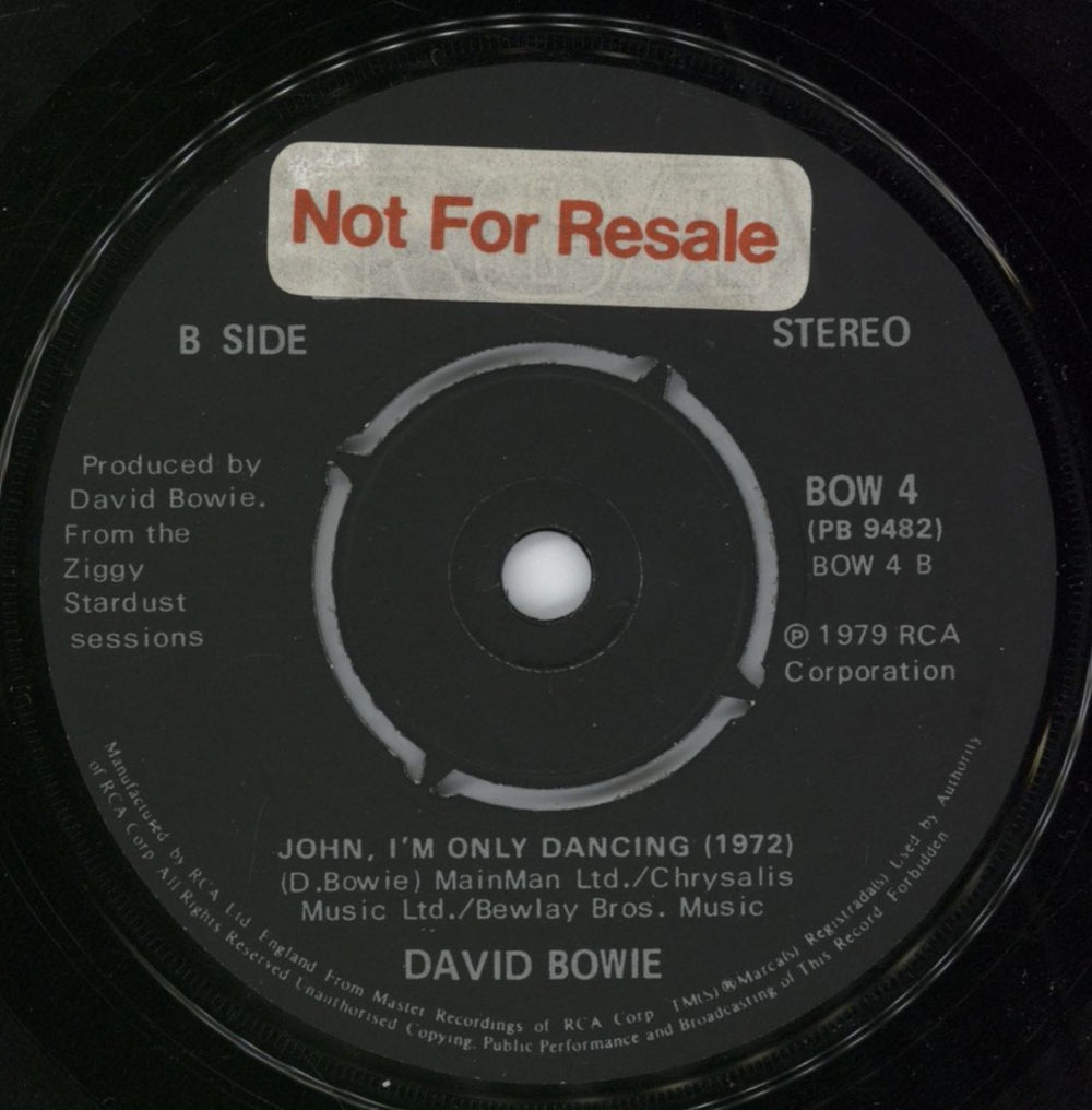 David Bowie John I'm Only Dancing (Again) - Promo Stickered + Sleeve UK Promo 7" vinyl single (7 inch record / 45) BOW07JO785306