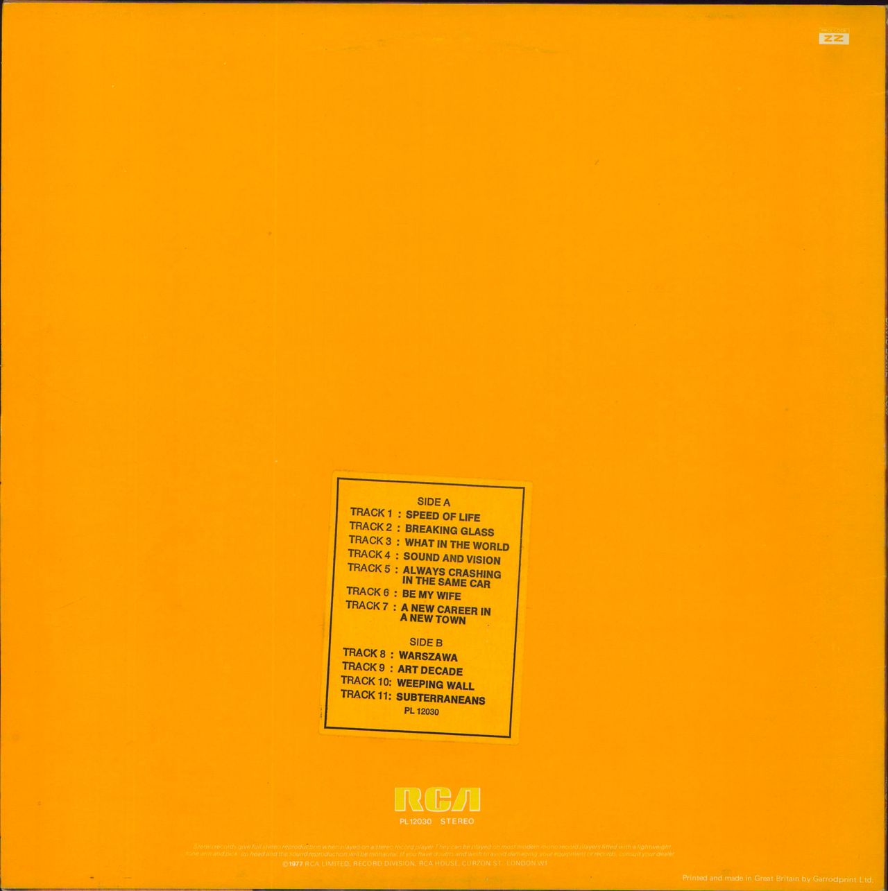 David Bowie Low - 1st - Complete - EX UK Vinyl LP — RareVinyl.com