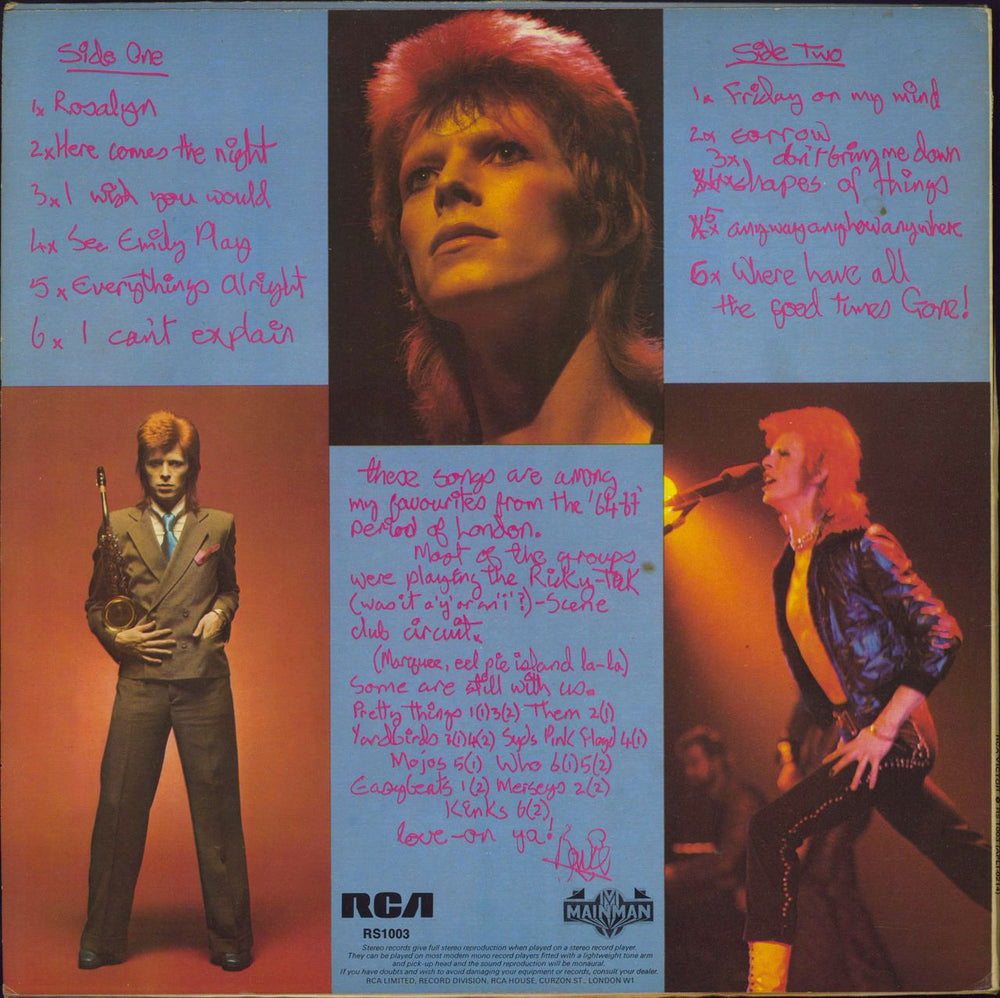 David Bowie Pin Ups - Contract Pressing - EX UK vinyl LP album (LP record)