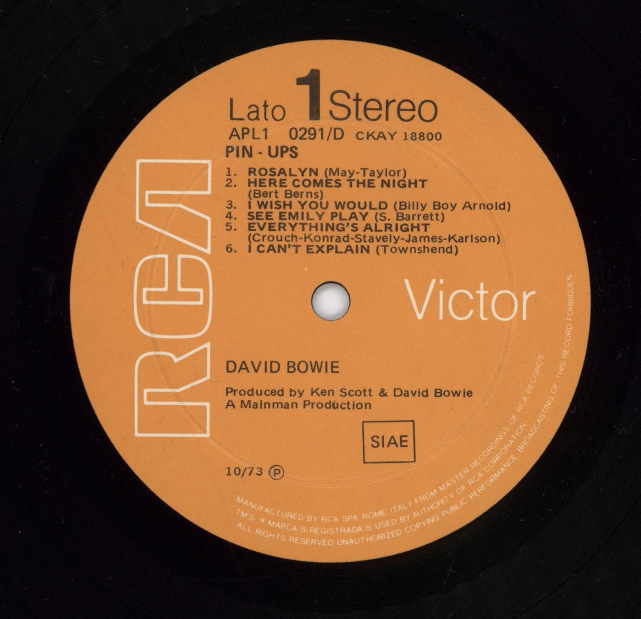 David Bowie Pin Ups Italian vinyl LP album (LP record)