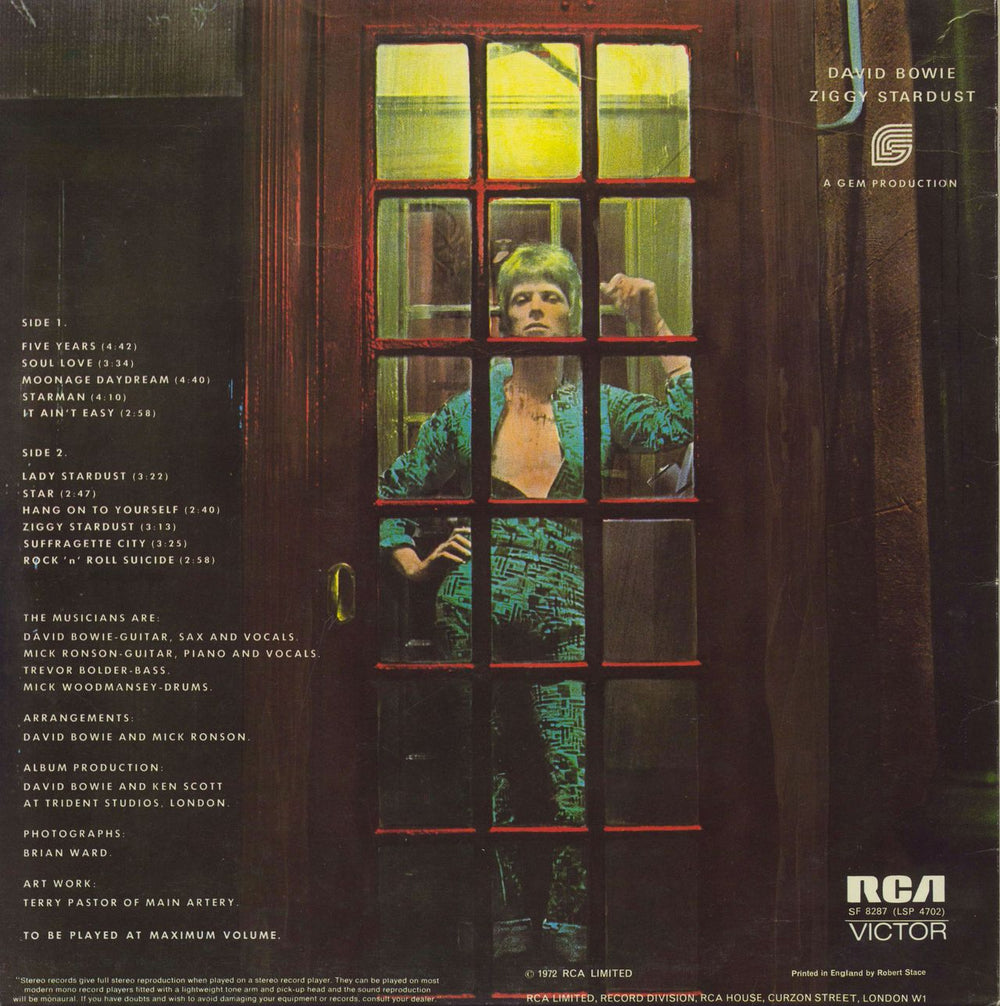 David Bowie The Rise And Fall Of Ziggy Stardust - 1st - 1E - EX UK vinyl LP album (LP record)